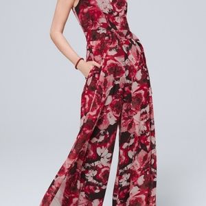 White House Black Market Rose Floral Jumpsuit with a Choket Collar  Size 14